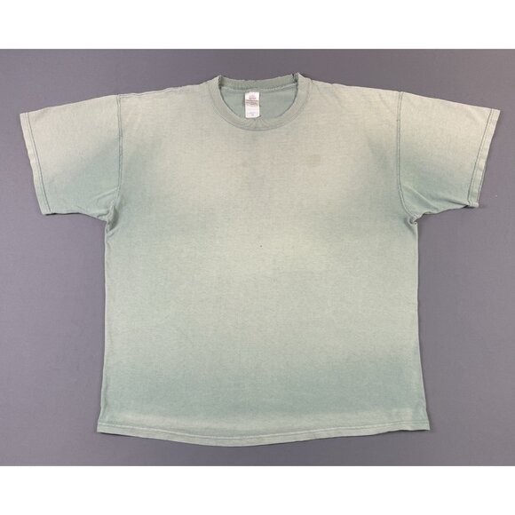 Vintage Y2K Fruit Of The Loom Blank Forest Green Faded Shirt XL Streetwear Hype - Picture 1 of 14